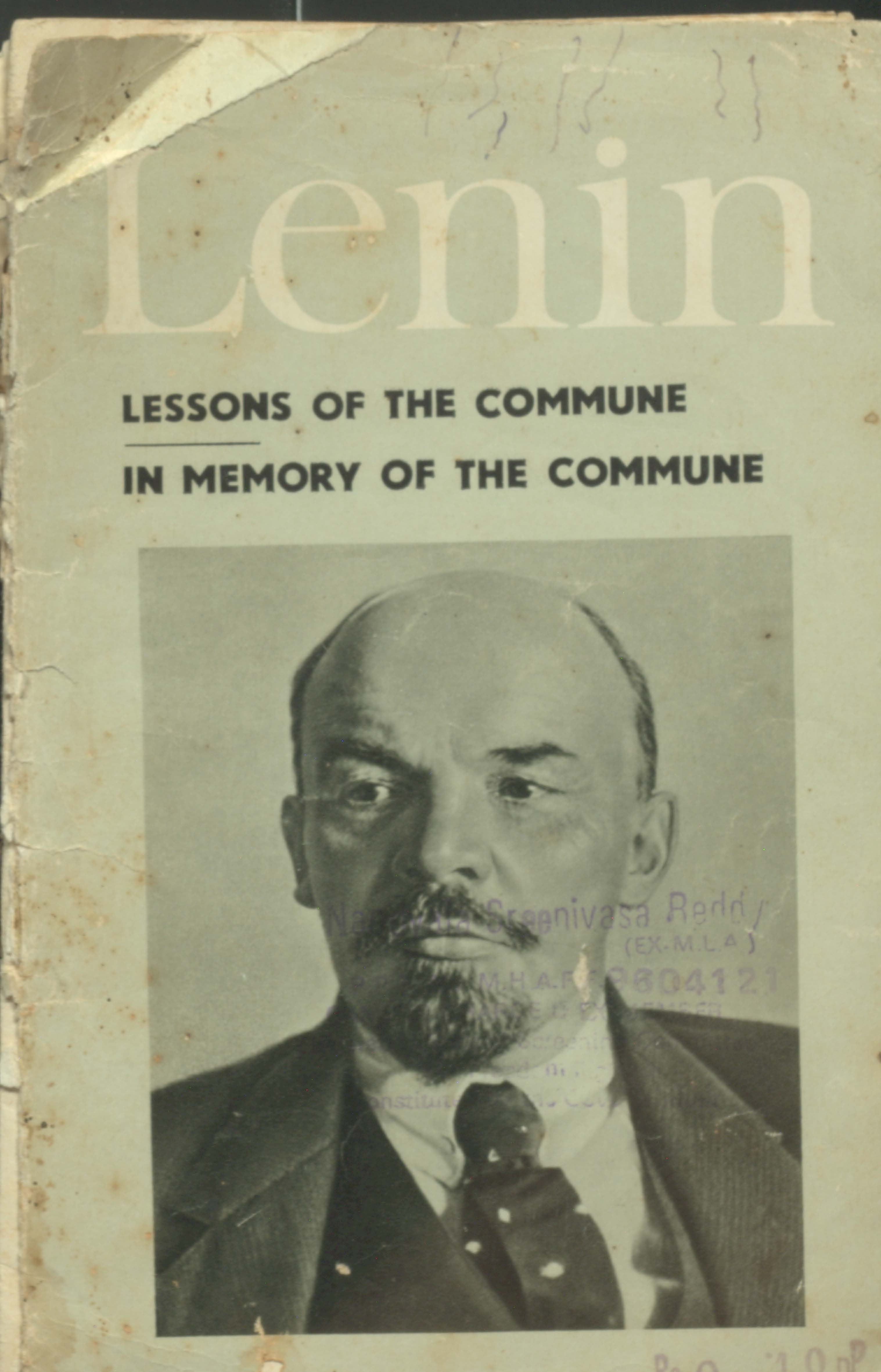 Lenini Lessons of the Commune in memory of the Commune