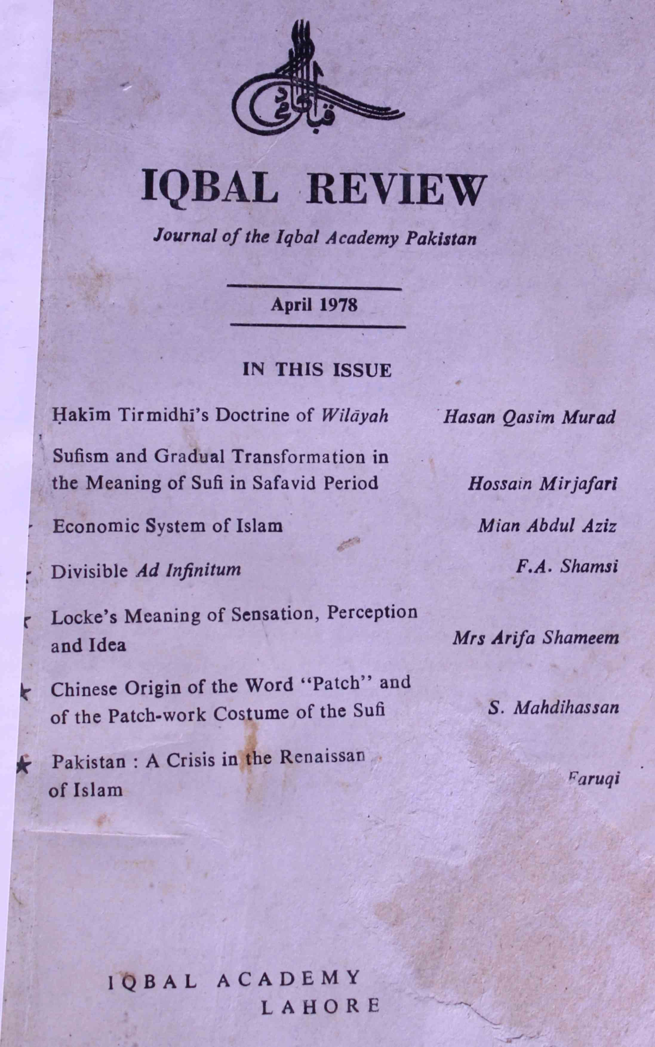  Iqbal Review Jild 19 April 1978