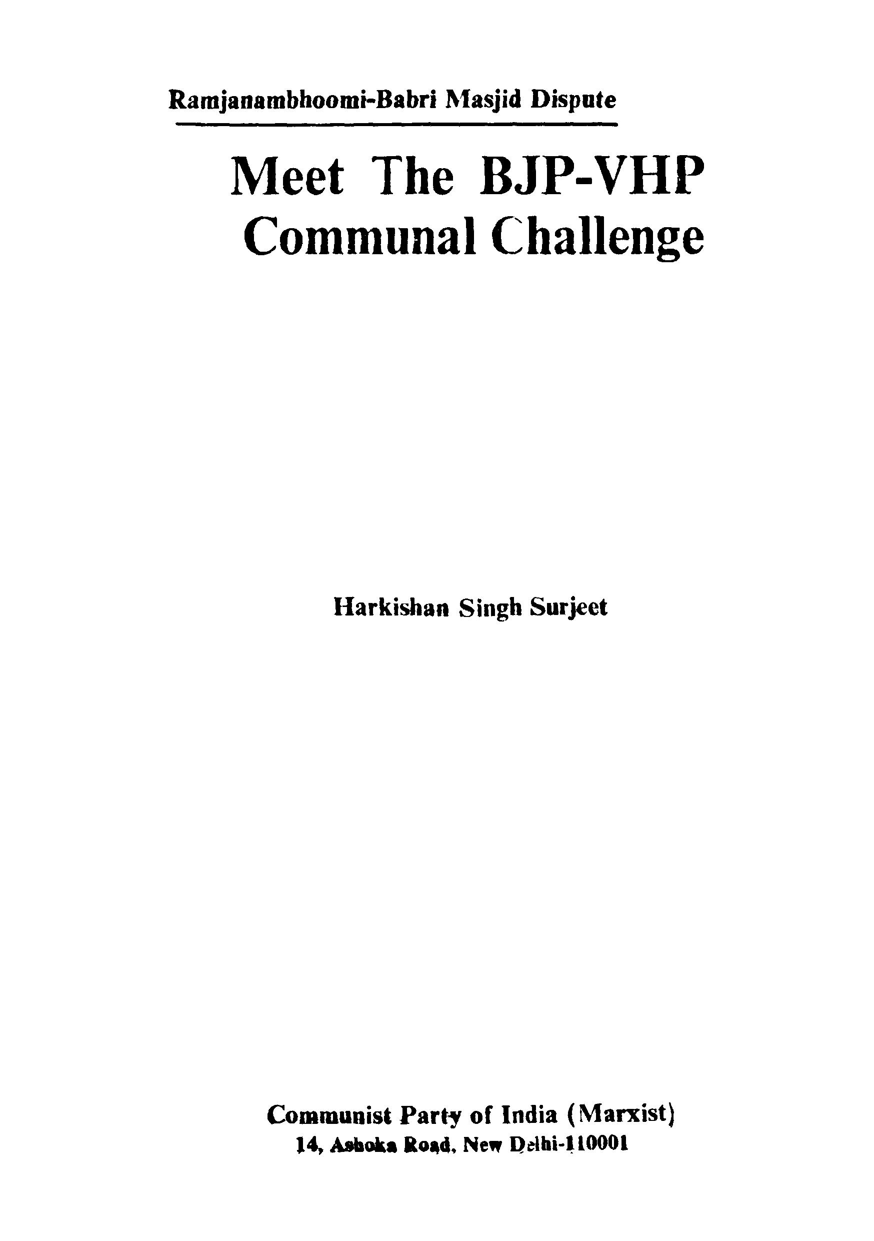 Meet The BJP-VHP Communal Chalenge