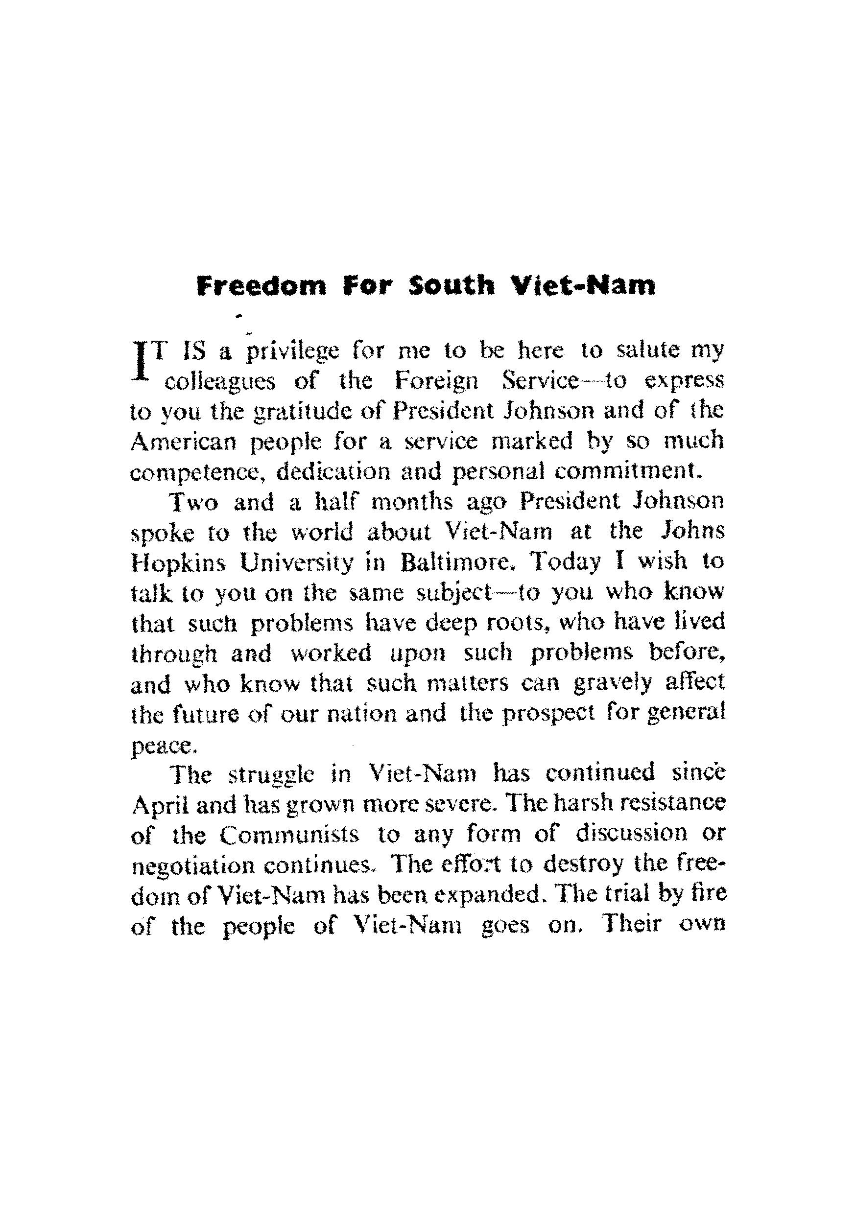 FREEDOM FOR SOUTH VIET-NAM