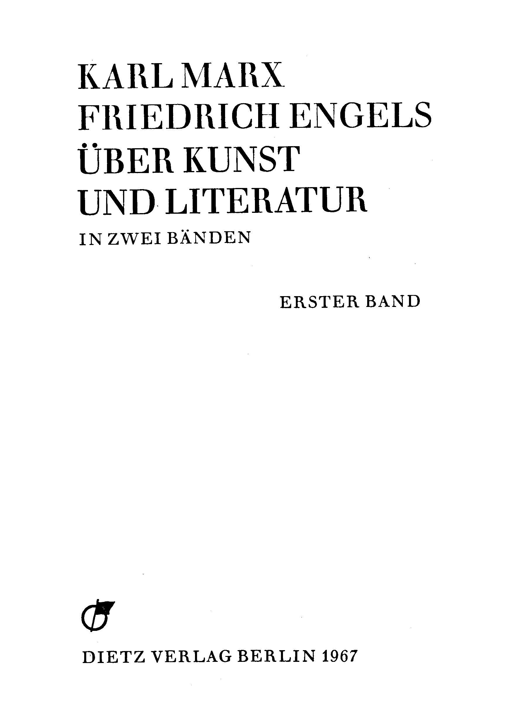 KARL marx fried rich engels uber kunst und liferatur 1969