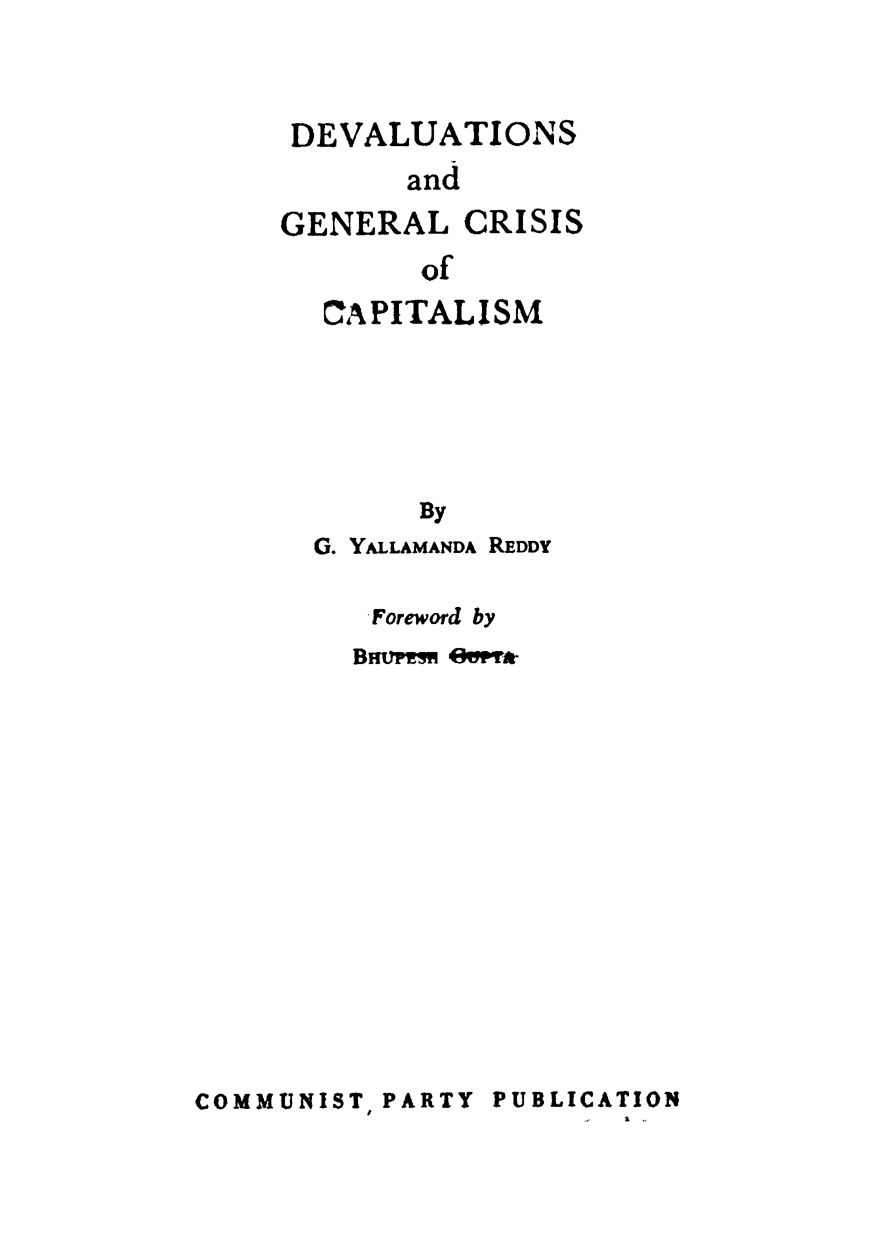 Devaluations and general crisis of capotalism