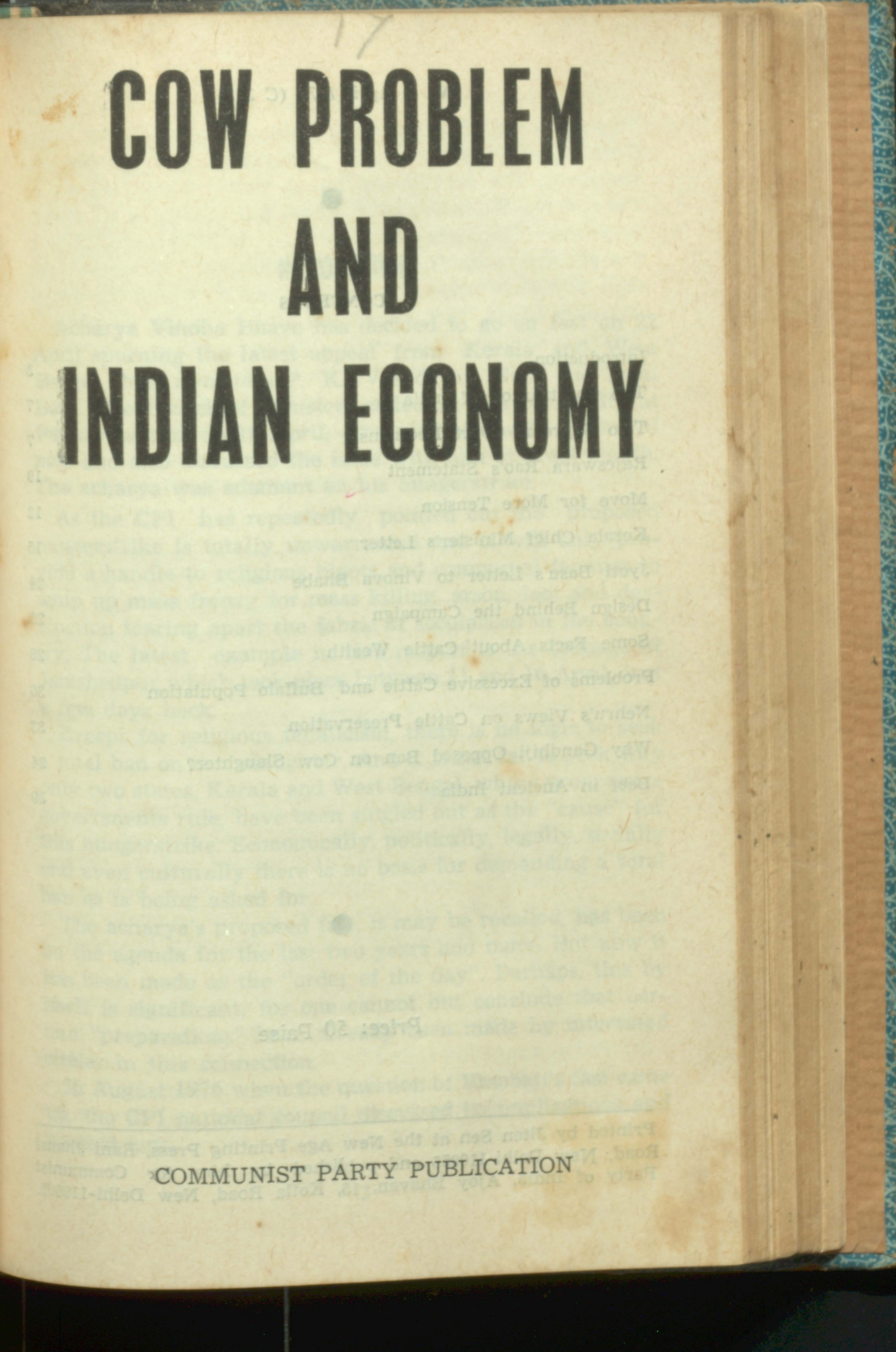 COW PROBLEM AND INDIAN ECONOMY