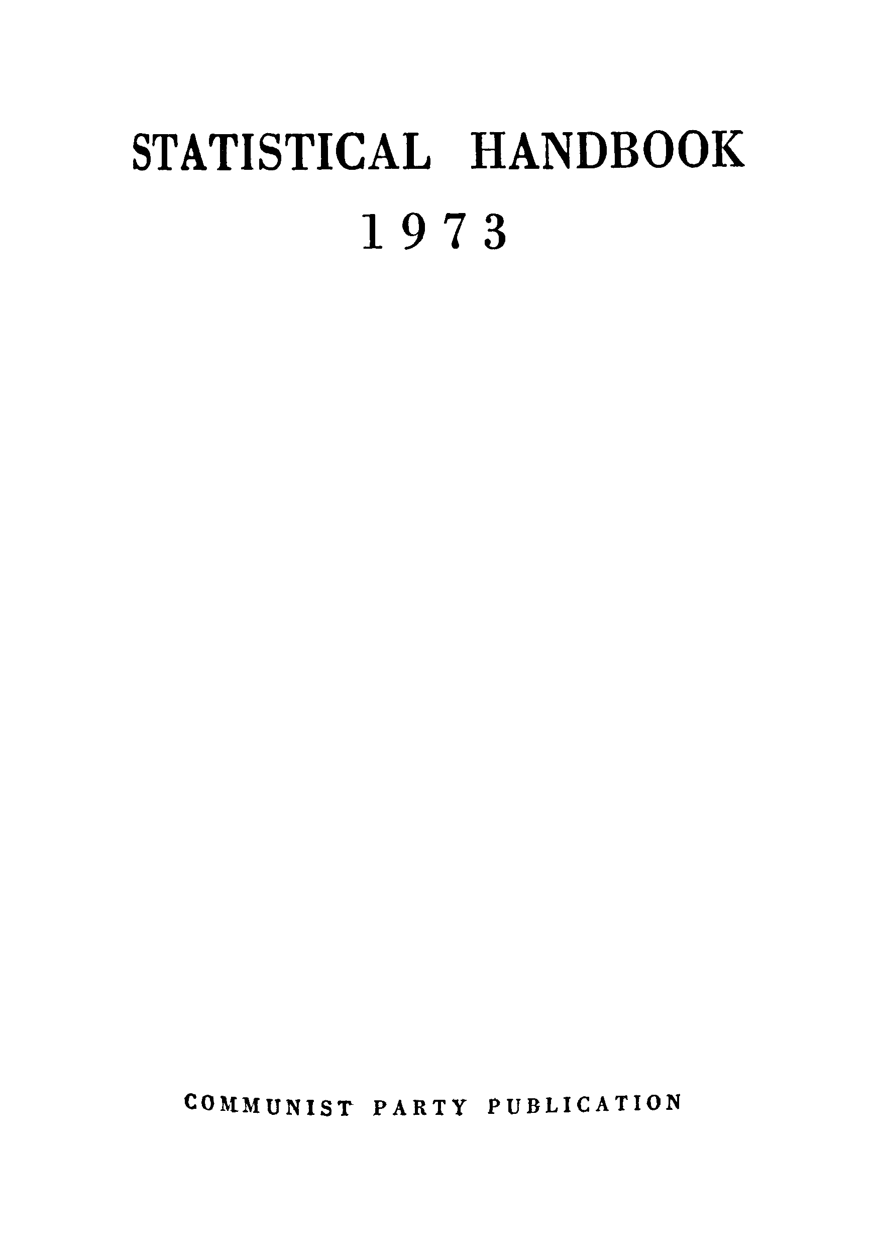 Statistical hand book 1973