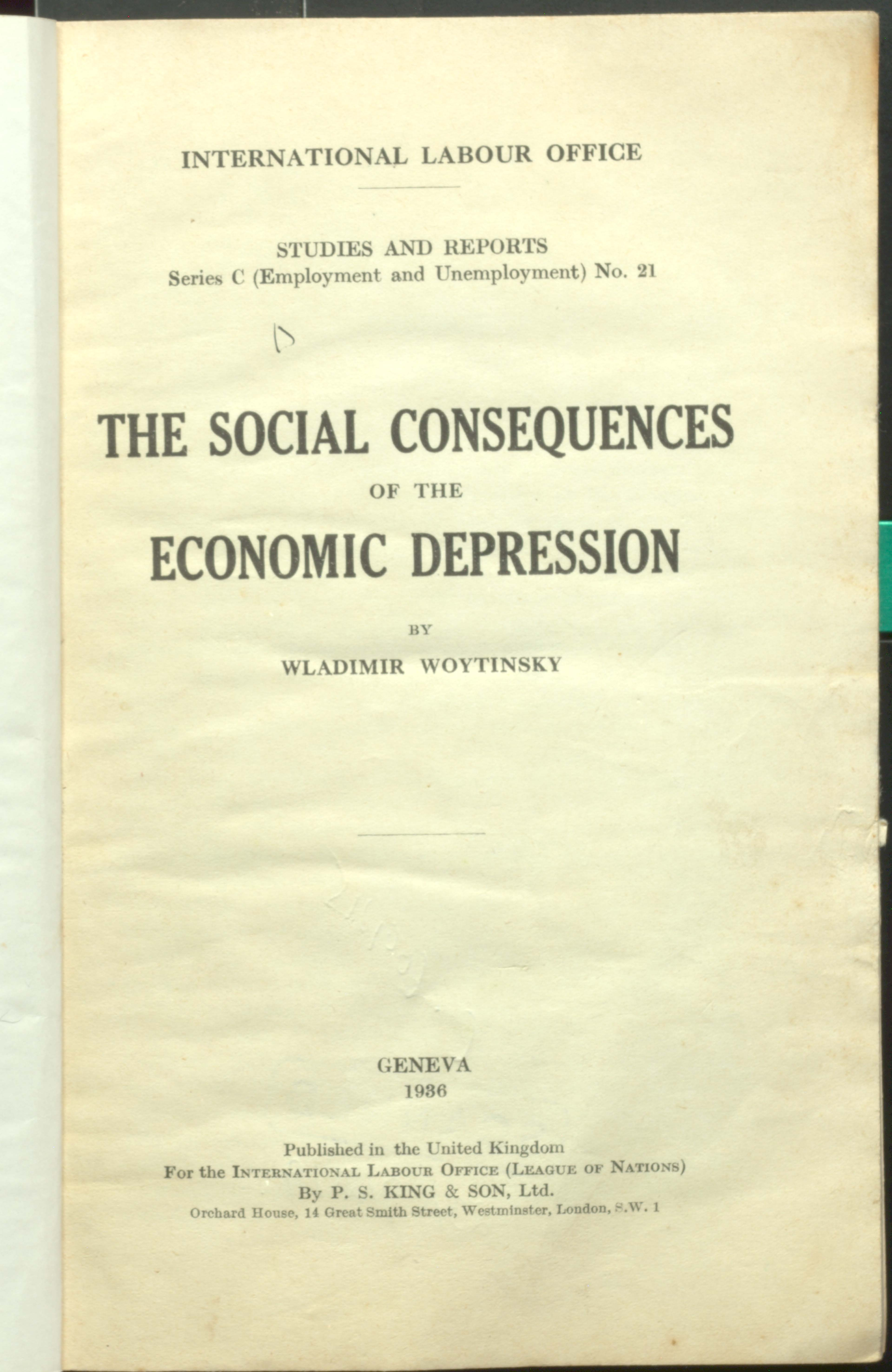 The social consequences of the economic depression