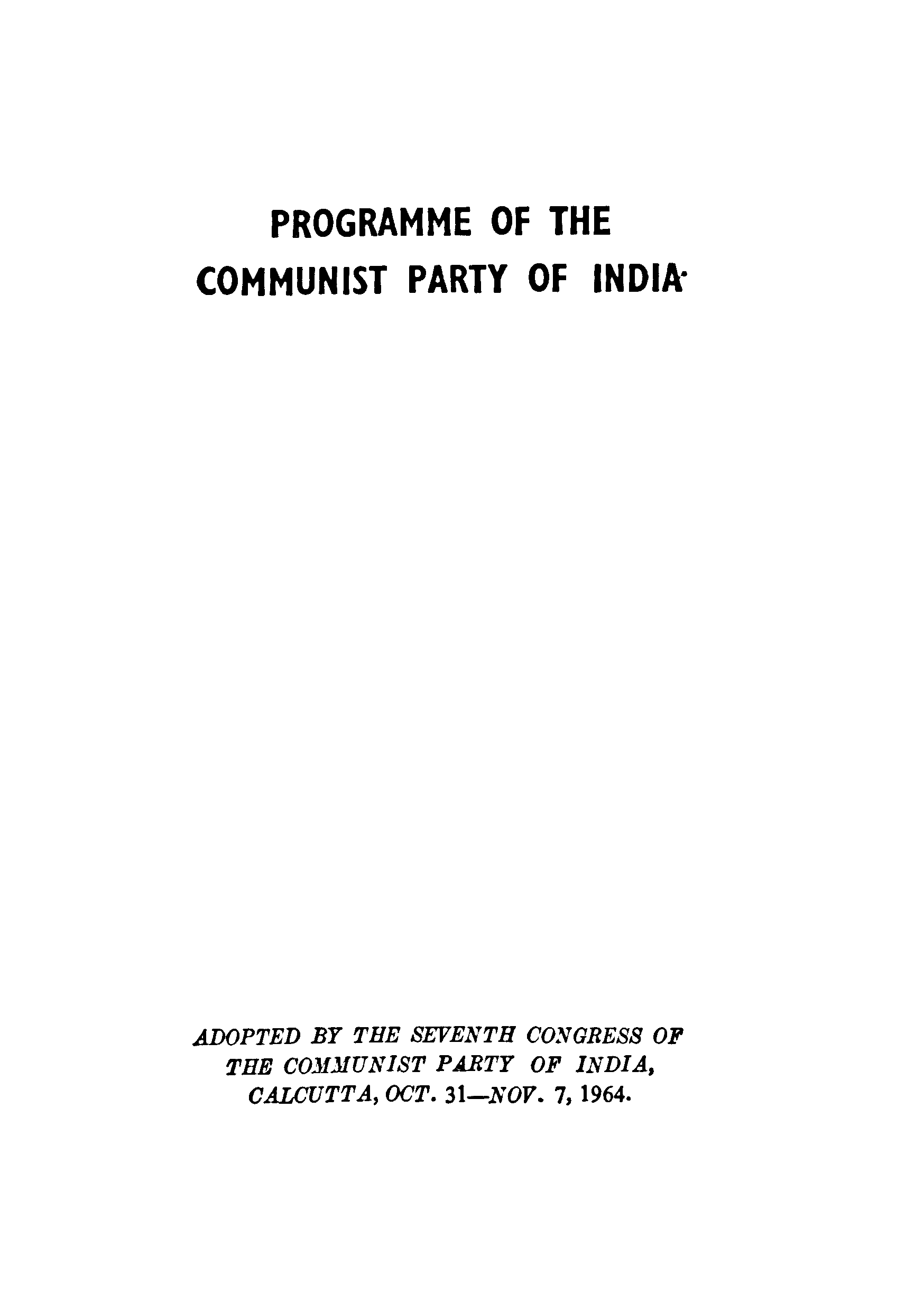 Programme of the communist party of india