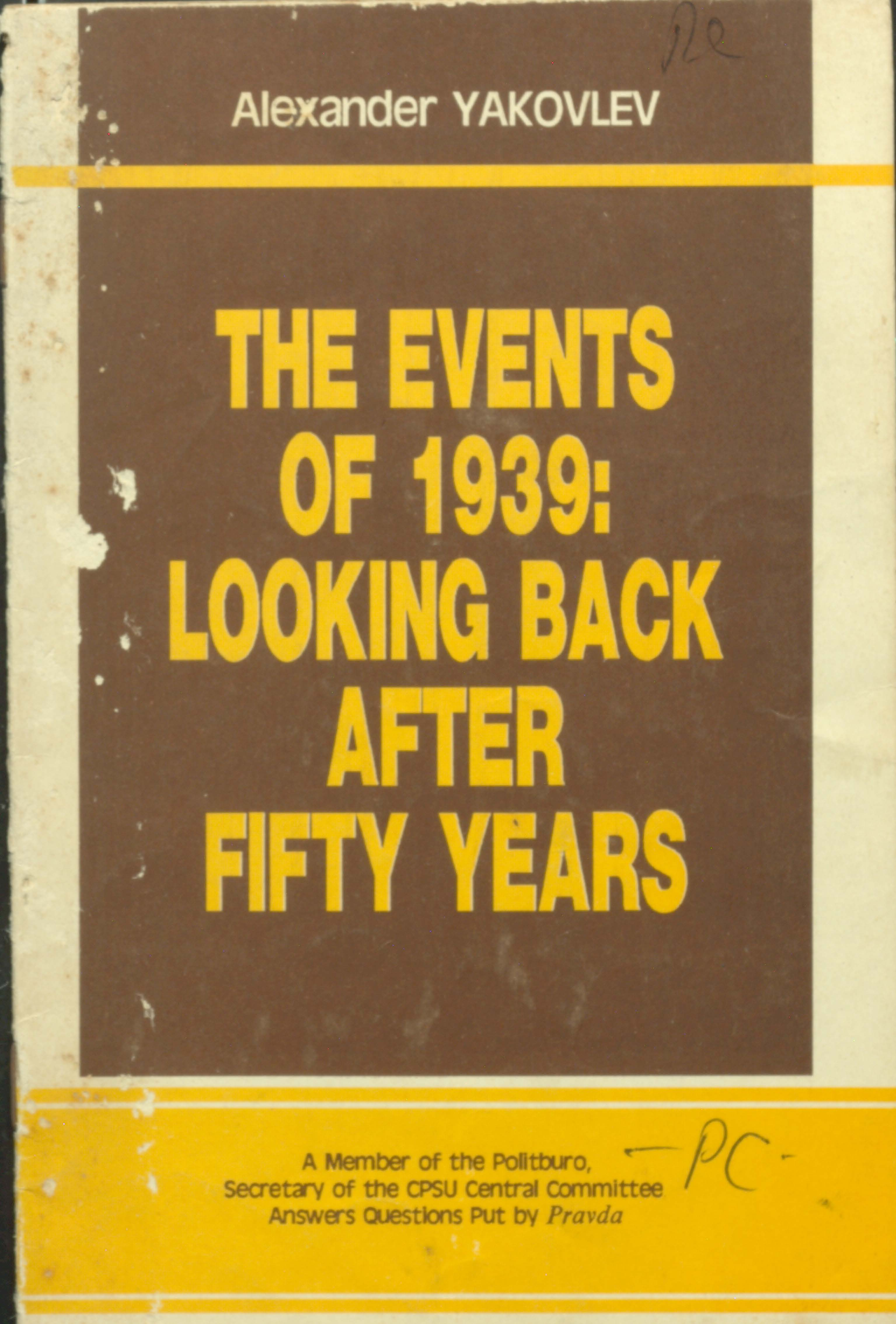 The events of 1939;looking back after fifty years