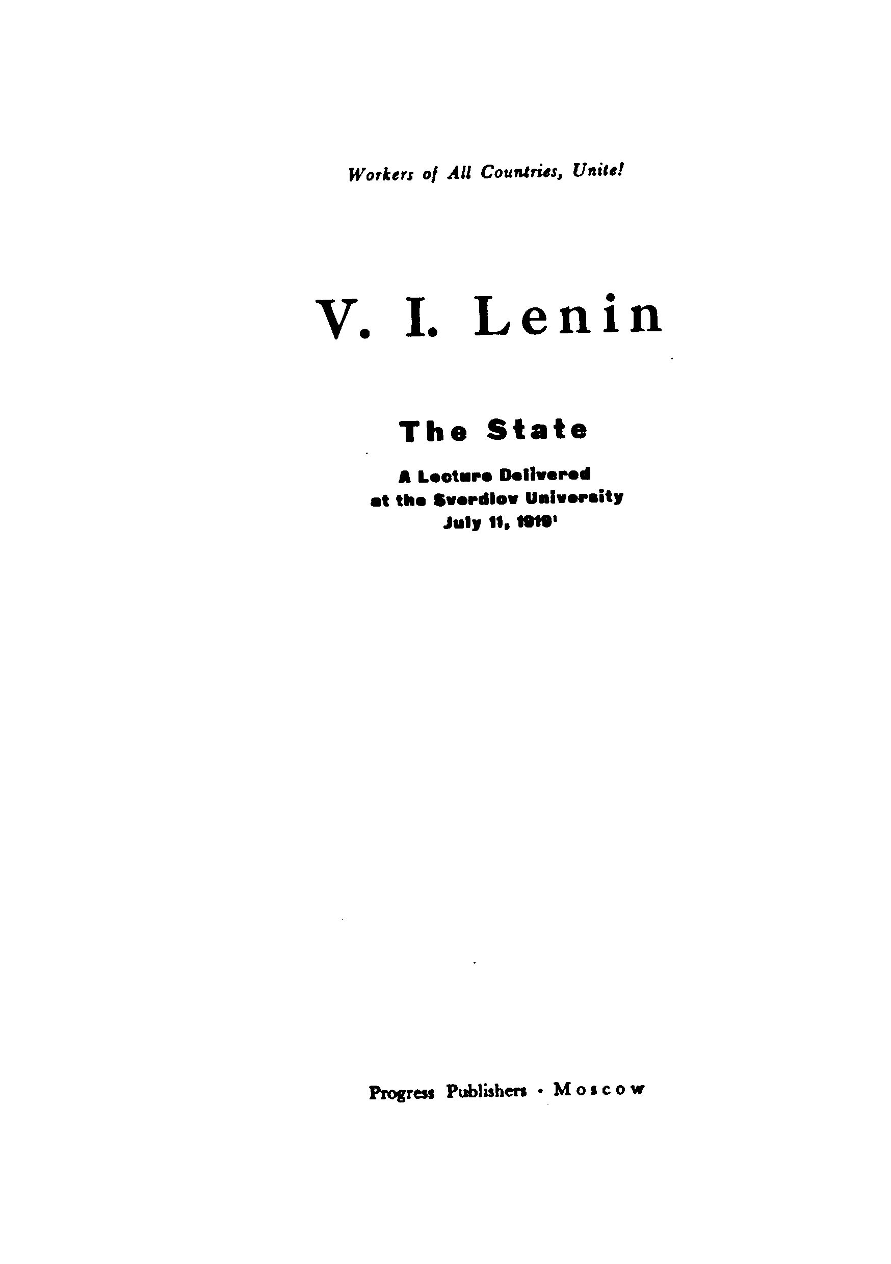 V.L.Lenin the  State 