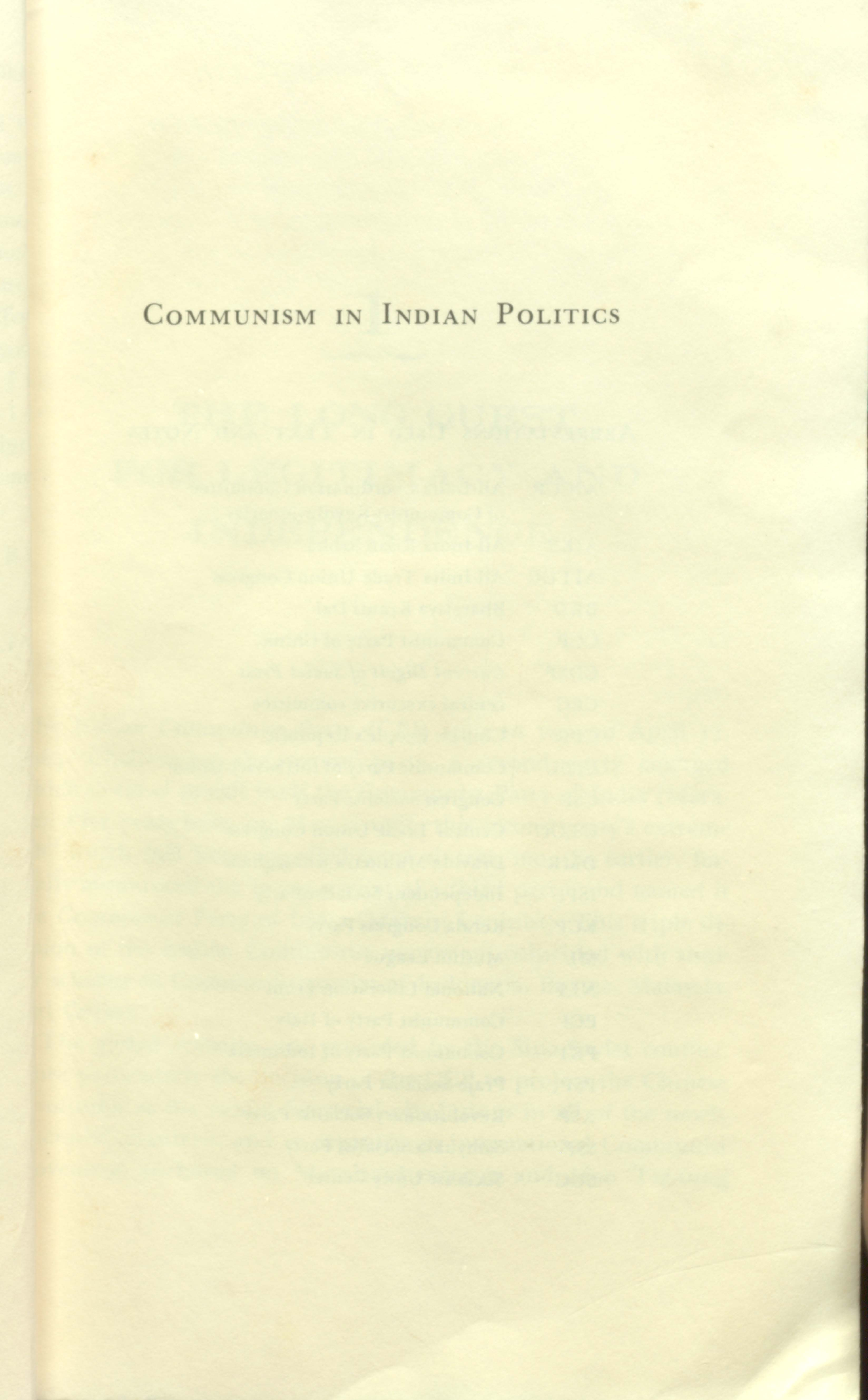 COMMUNISM  IN INDIAN POLITICS