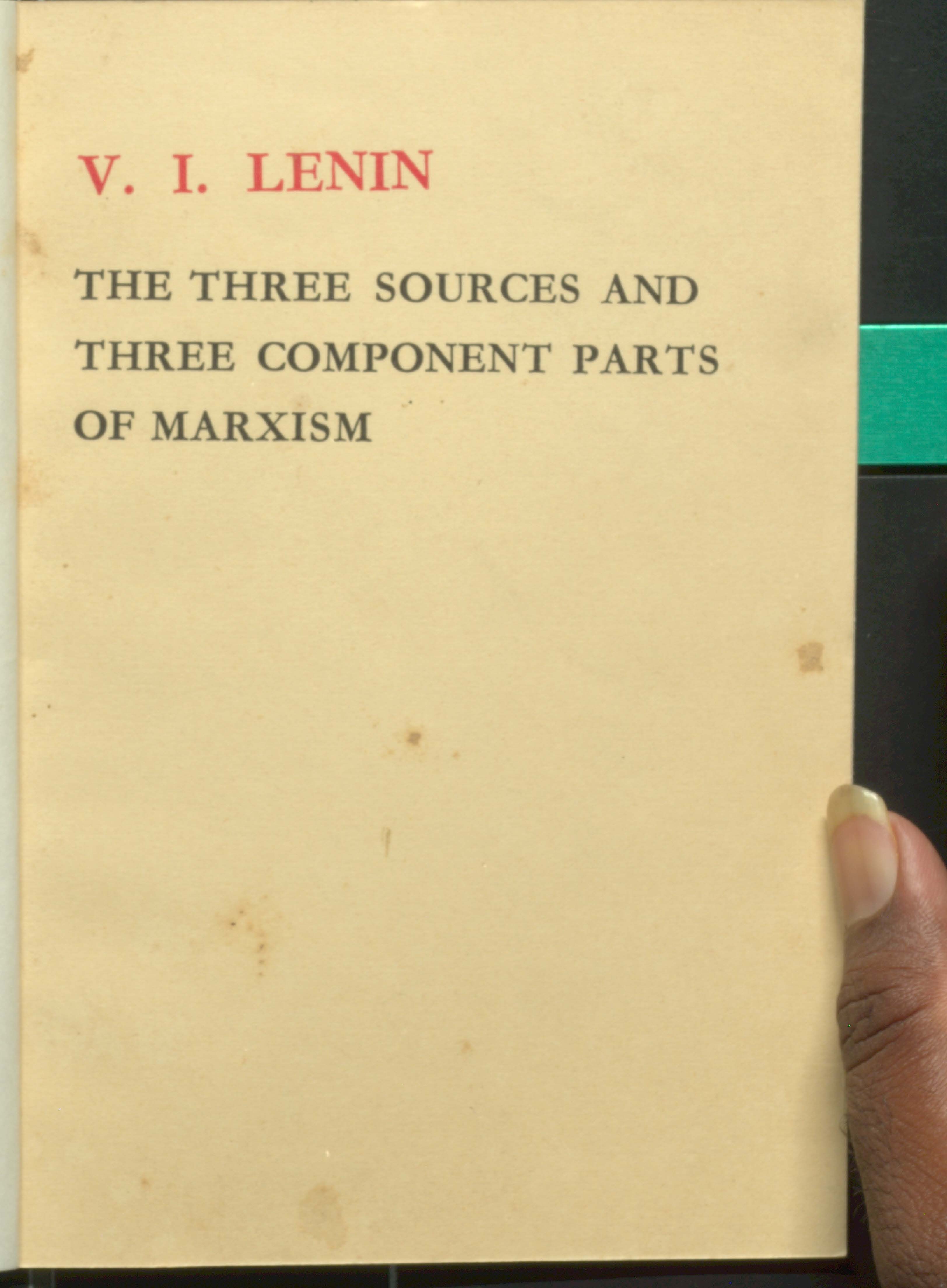 V.I Lenin The Three Sources and three Component parts of Marxism