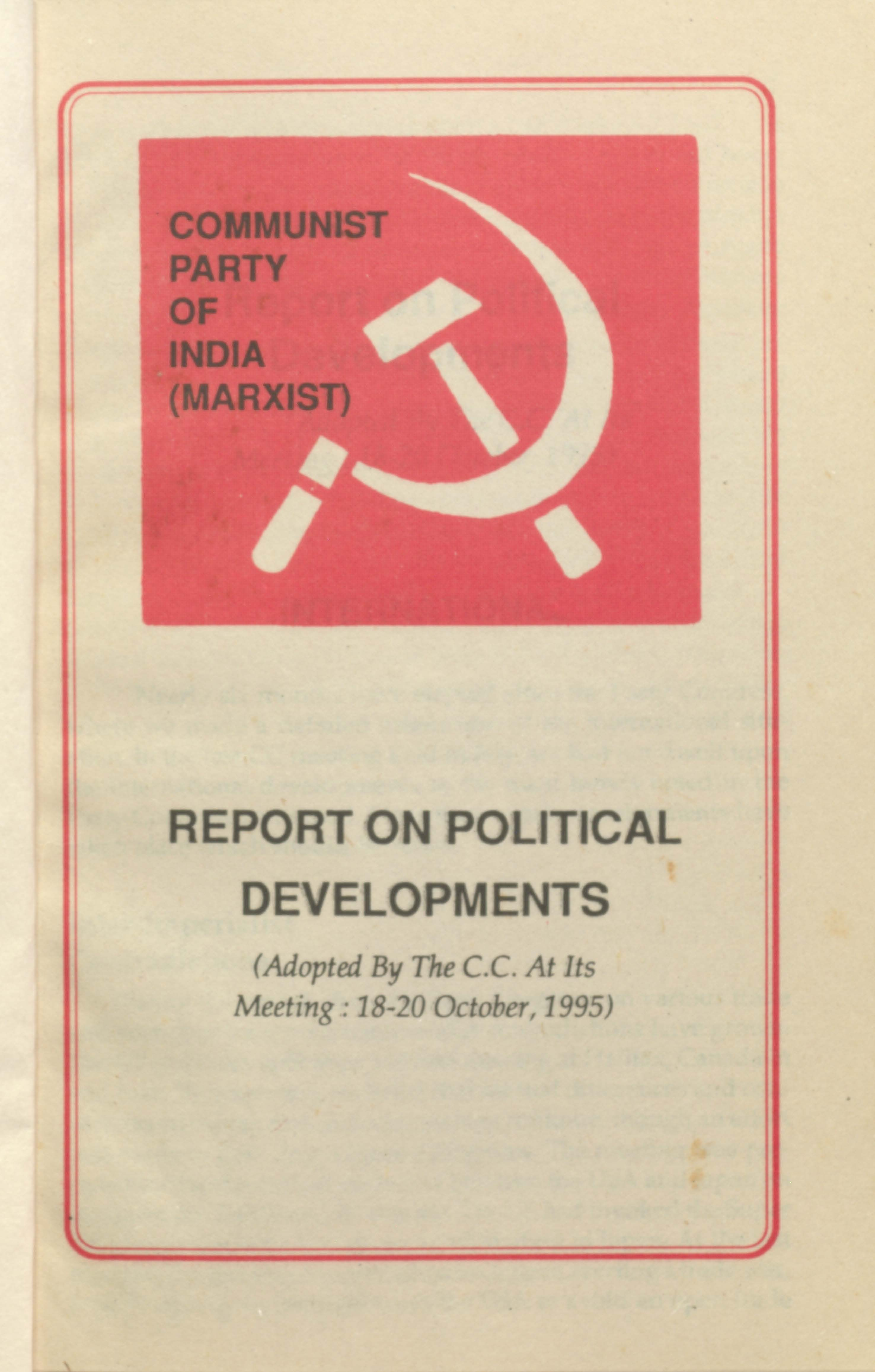 Report on Political Devolopments