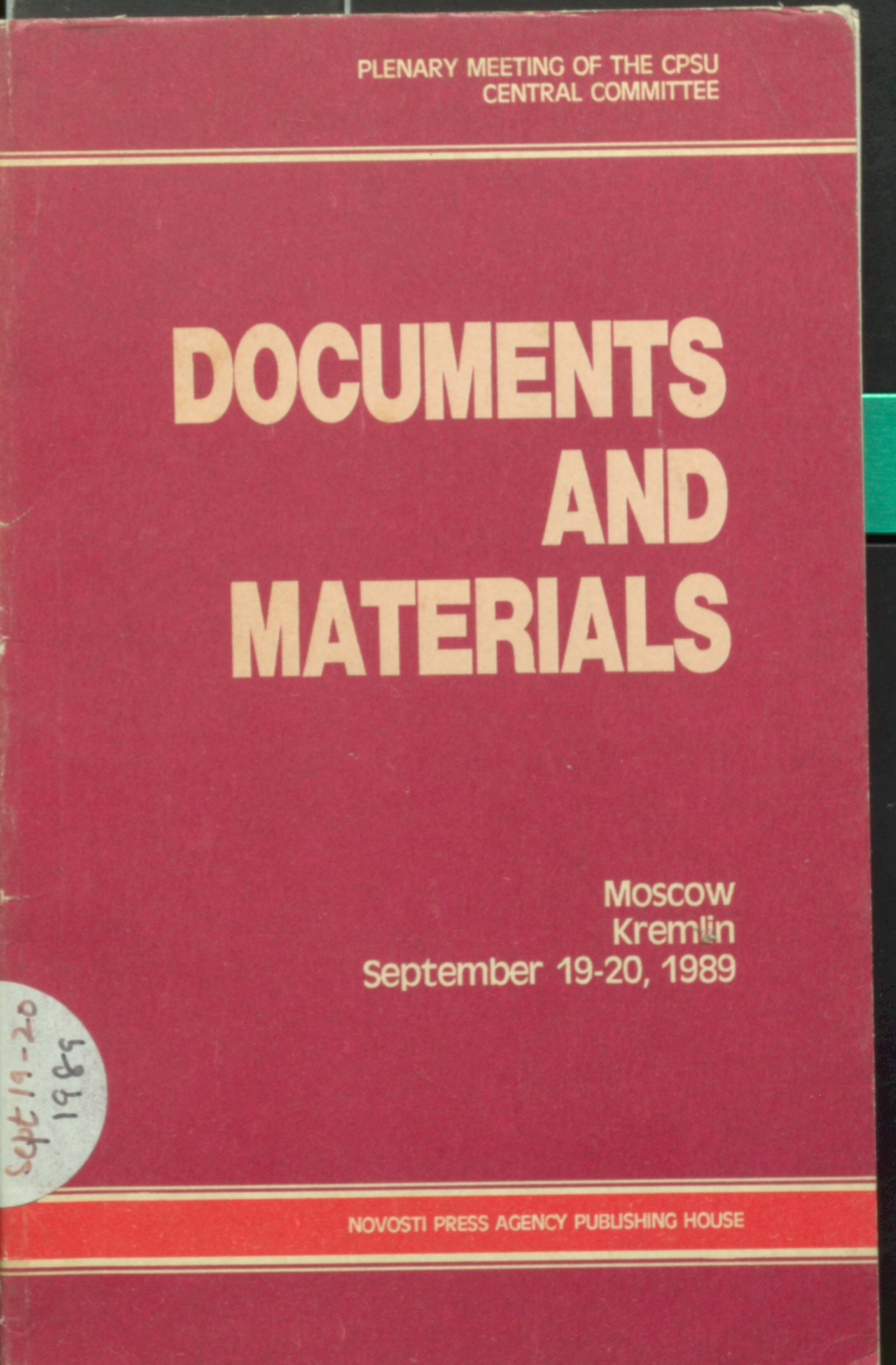 Documents and materials (septermber-19-20,1989)