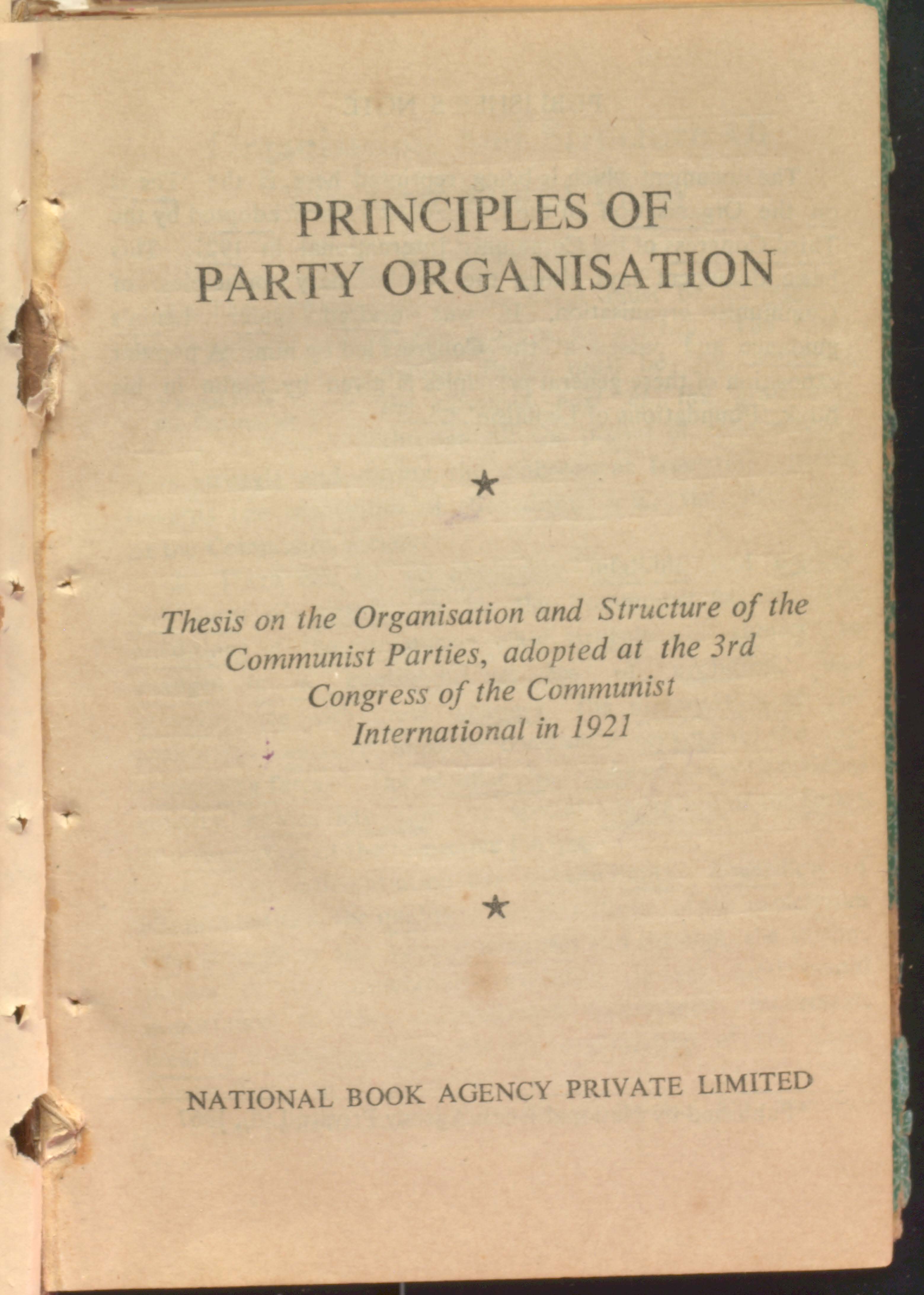 Principles of Party Oraganisation